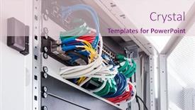  Presentation with server room - PPT layouts having row-of-racks-with-data background and a lemonade colored foreground