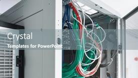  Presentation with hardware - Theme featuring row-of-racks-with-data background and a gray colored foreground