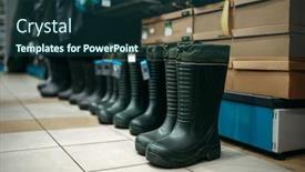  Presentation with rubber - Slide deck having row-of-rubber-boots background and a ocean colored foreground