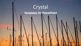  Presentation with sailboat - Cool new PPT theme with row of sailboat mats in sunset at the harbor backdrop and a ocean colored foreground