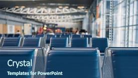  Presentation with zone - Colorful PPT theme enhanced with row of seats in airport backdrop and a ocean colored foreground