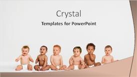  Presentation with babies - PPT theme with row-of-six-multi-ethnic background and a white colored foreground