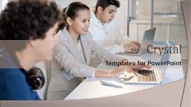  Presentation with classmates - PPT layouts with row-of-teenage-classmates-sitting background and a coral colored foreground