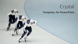  Presentation with ice rink - Presentation enhanced with row-of-three-athletes background and a  colored foreground