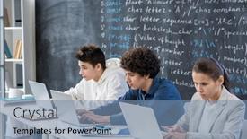  Presentation with front desk - Slides consisting of row-of-three-contemporary-serious background and a seafoam green colored foreground