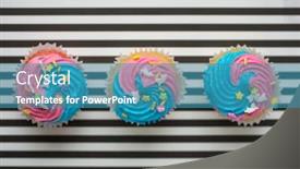  Presentation with pink blue - Theme having row-of-three-cupcakes background and a teal colored foreground