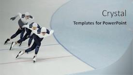  Presentation with ice rink - Slide set with row-of-three-young-active background and a  colored foreground