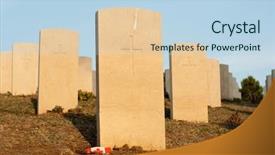  Presentation with cemetery - Presentation having row of tombstones in cemetery background and a light blue colored foreground