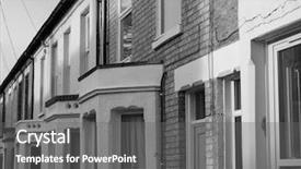  Presentation with traditional houses illustration - Colorful PPT layouts enhanced with row of traditional british houses backdrop and a  colored foreground