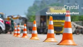  Presentation with road repair - Slides with row-of-traffic-cone background and a teal colored foreground