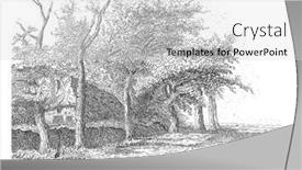  Presentation with bank - Amazing PPT theme having row-of-trees-along backdrop and a light gray colored foreground