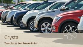  Presentation with used cars - Slides having row-of-used-cars-rental background and a lemonade colored foreground