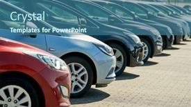  Presentation with used cars - Slides having row-of-used-cars-rental background and a ocean colored foreground