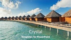  Presentation with maldives - PPT theme enhanced with row of water villas in the maldives background and a seafoam green colored foreground