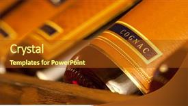  Presentation with cellar - Cool new PPT theme with row of wealth cognac bottles backdrop and a tawny brown colored foreground