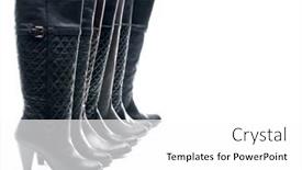  Presentation with black women - Cool new slide deck with row of women's knee high black leather boots isolated backdrop and a white colored foreground