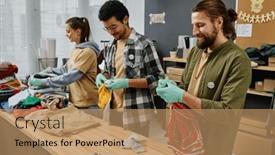  Presentation with organization - PPT theme with row-of-young-intercultural-people background and a coral colored foreground