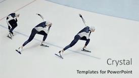  Presentation with sports arena - Presentation design consisting of row-of-young-men background and a light gray colored foreground