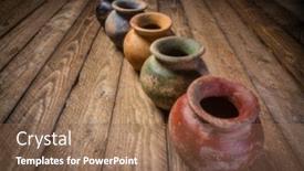  Presentation with clay pot on pottery - PPT theme enhanced with row-os-small-grunge-clay background and a violet colored foreground
