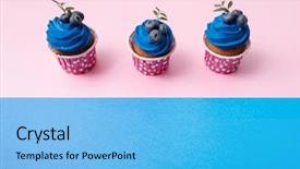  Presentation with cupcakes - PPT theme consisting of row over two color plain background and a light blue colored foreground