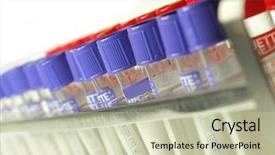  Presentation with blood - Slide deck featuring row vials - blood tubes background and a mint green colored foreground