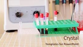  Presentation with blood collection tube production line of - Presentation theme having row vials - insert blood tube background and a lemonade colored foreground