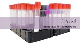  Presentation with blood collection tube production line of - Cool new PPT theme with row vials - insert blood tube backdrop and a light blue colored foreground