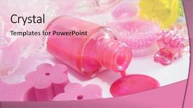  Presentation with nail - PPT theme consisting of row vials - spilled nail polish background and a lemonade colored foreground