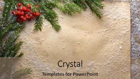  Presentation with mountain snow - Presentation having rowan on wooden frozen table background and a coral colored foreground