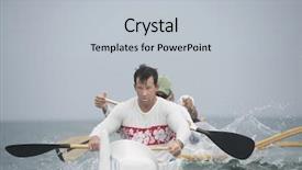  Presentation with unemployed team - Colorful slide set enhanced with rower with team paddling outrigger backdrop and a light gray colored foreground