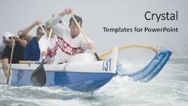  Presentation with race - Beautiful presentation theme featuring rower with team paddling outrigger backdrop and a light gray colored foreground