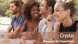 Presentation with four graphics - Theme consisting of rowing free - four friends sit background and a tawny brown colored foreground