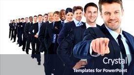  Presentation with team leader - Slide deck having rowing team - business group in a row background and a navy blue colored foreground