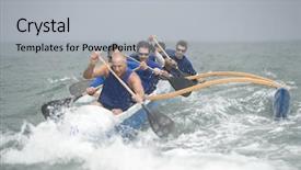  Presentation with racing - Presentation theme enhanced with rowing team - crew of a racing outrigger background and a light gray colored foreground
