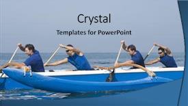  Presentation with rowing - Slide set with rowing team - side view of male rowers background and a light blue colored foreground