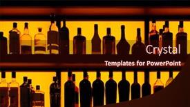  Presentation with bottles - Presentation theme consisting of rows of bottles sitting on shelf in a bar yellow backlight background and a wine colored foreground