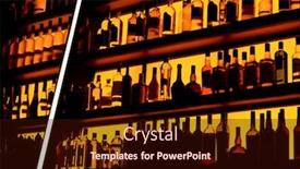  Presentation with bottle - Audience pleasing PPT theme consisting of shelf in a bar trademark backdrop and a wine colored foreground