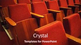  Presentation with chairs - Slide deck with rows of chairs in conference hall background and a tawny brown colored foreground