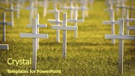  Presentation with soldiers - Audience pleasing presentation theme consisting of rows of crosses honoring soldiers backdrop and a tawny brown colored foreground
