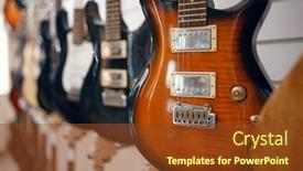  Presentation with nobody - Presentation design with rows-of-electric-guitars background and a tawny brown colored foreground