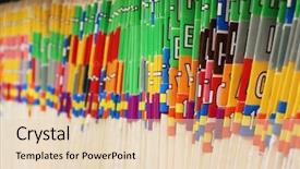  Presentation with file folder - Amazing slides having rows of files backdrop and a lemonade colored foreground