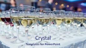  Presentation with catering - Slide set consisting of rows of glasses with wine background and a sky blue colored foreground