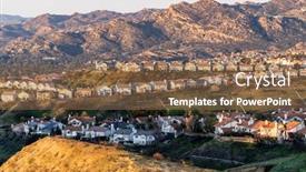  Presentation with los angeles - Slide set having rows-of-hilltop-homes-overlooking background and a violet colored foreground