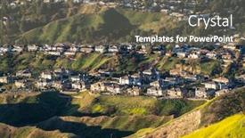  Presentation with mountain view california - Cool new slide deck with rows-of-hilltop-mountain-view backdrop and a gray colored foreground