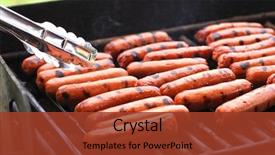  Presentation with dog park - PPT theme featuring rows of hot dogs background and a tawny brown colored foreground