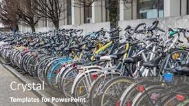  Presentation with belgium - PPT theme having rows-of-many-bikes-parked background and a gray colored foreground