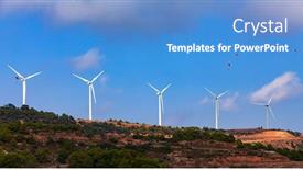  Presentation with energy air - Audience pleasing slide deck consisting of rows-of-modern-windmills backdrop and a teal colored foreground