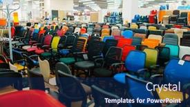  Presentation with chairs - Cool new slide set with rows-of-office-chairs backdrop and a navy blue colored foreground