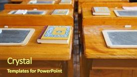  Presentation with old house - Slide deck enhanced with rows of old school house background and a tawny brown colored foreground