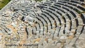  Presentation with ancient greek theatre - PPT theme consisting of rows-of-stone-seats background and a mint green colored foreground